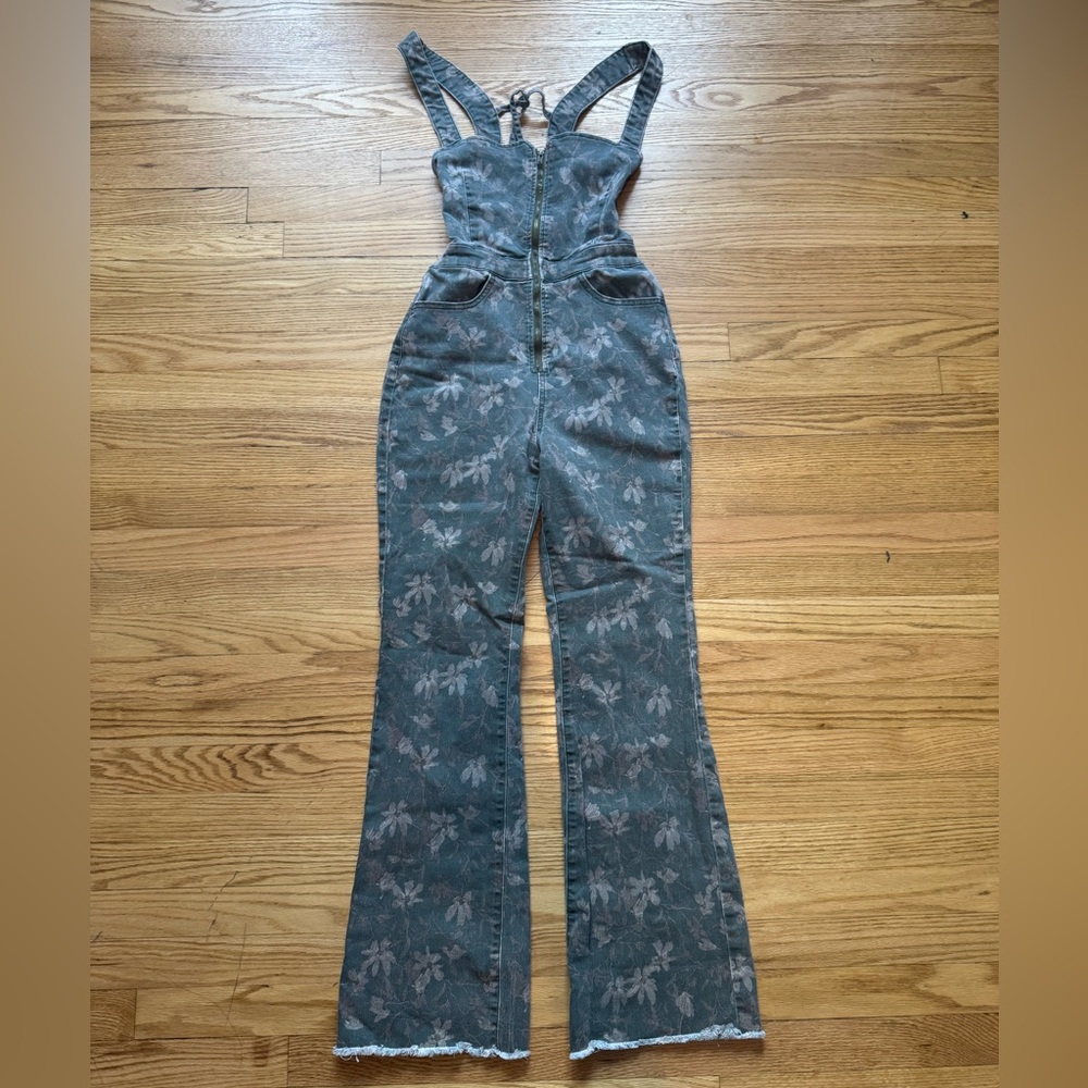 We The Free Gray Denim Jumpsuit